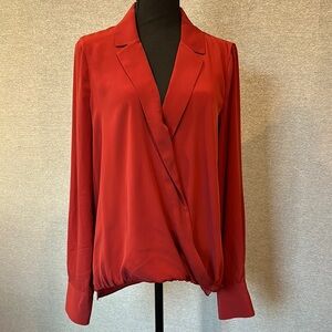 Bailey 44 Rust Wrap Blouse with Notched Collar